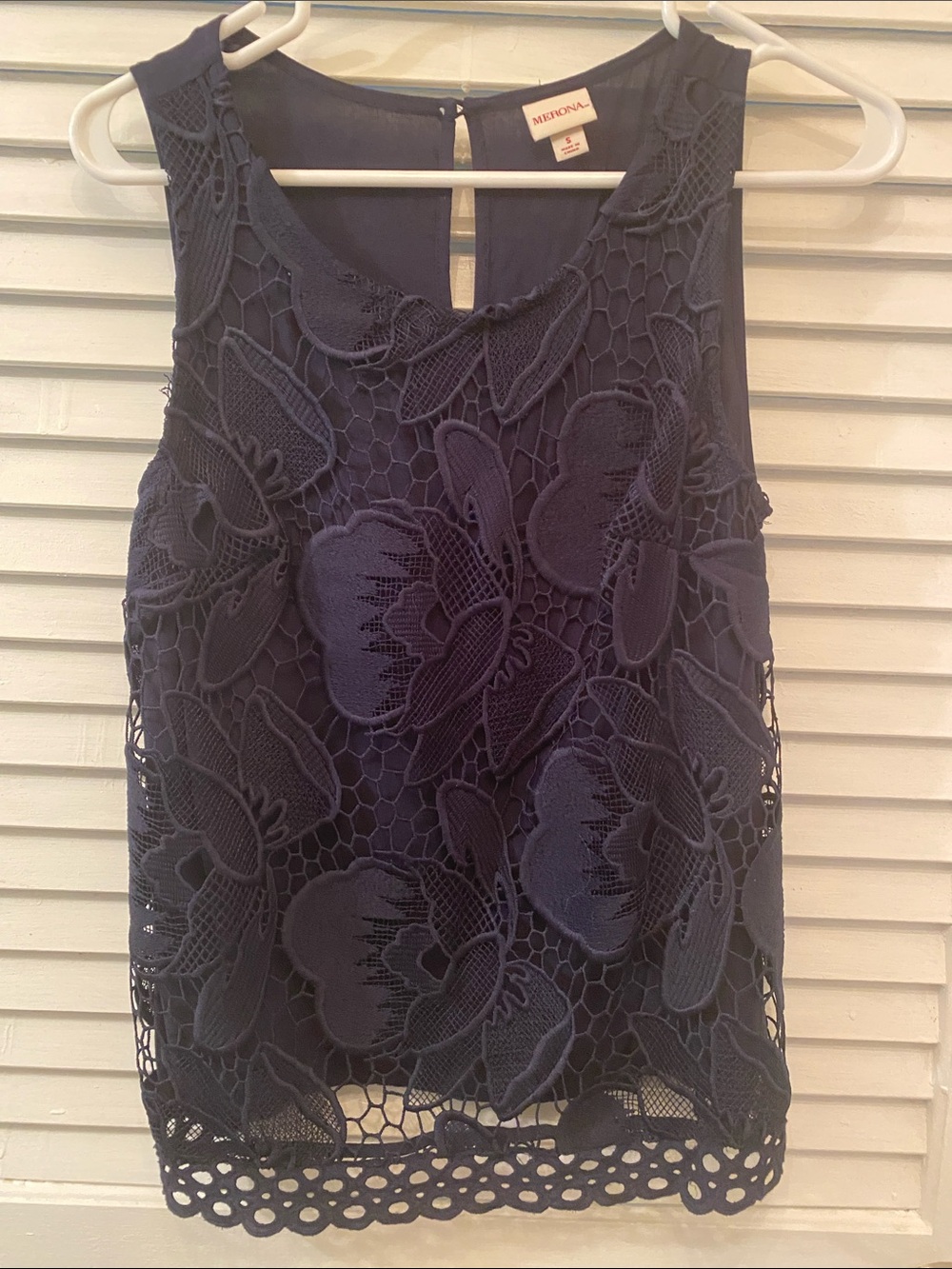 Merona Navy Floral Lace Sleeveless Camisole